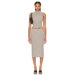 ENZA COSTA Puckered Pencil Skirt in Limestone Neutral Beige Sz XS New